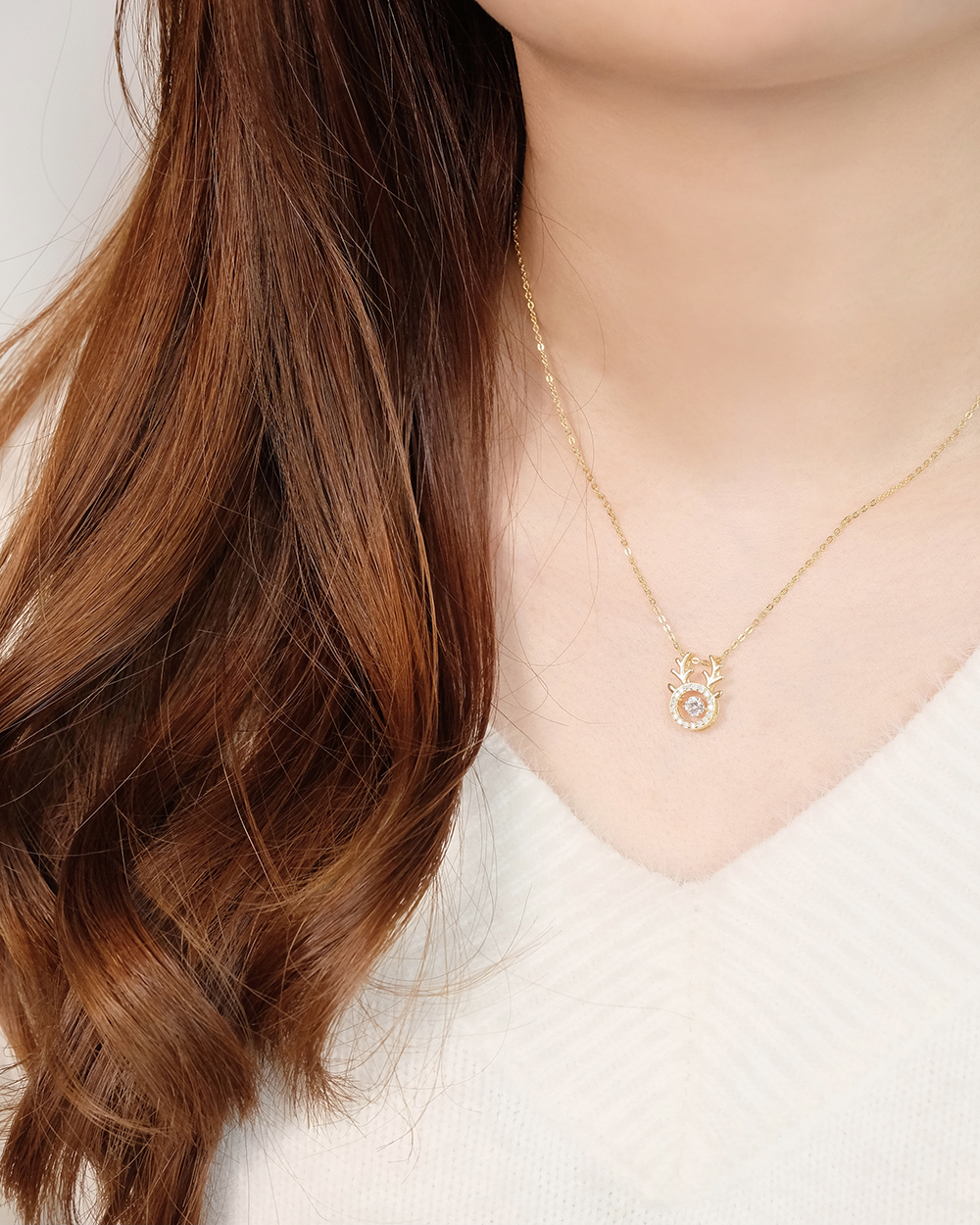 Reindeer Dancing Diamond Necklace (Gold) - Image 6