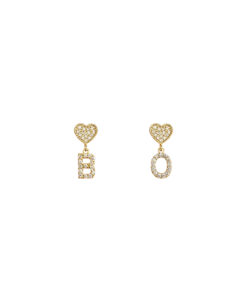 Personalised Earrings: Pavé Initial Heart Studs
