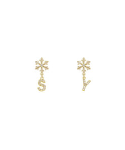 Personalised Earrings: Pavé Initial Sparkle Snowflake Studs