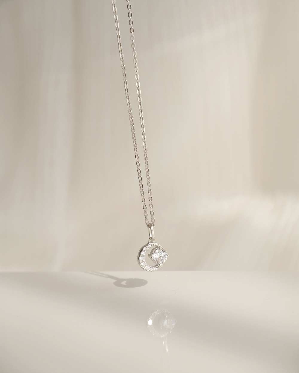Crescent Moon Solitaire Necklace - Image 2