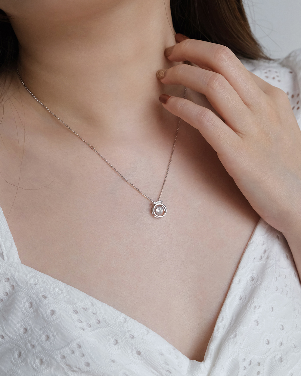 Sparkle Dancing Diamond Necklace (Silver) - Image 2