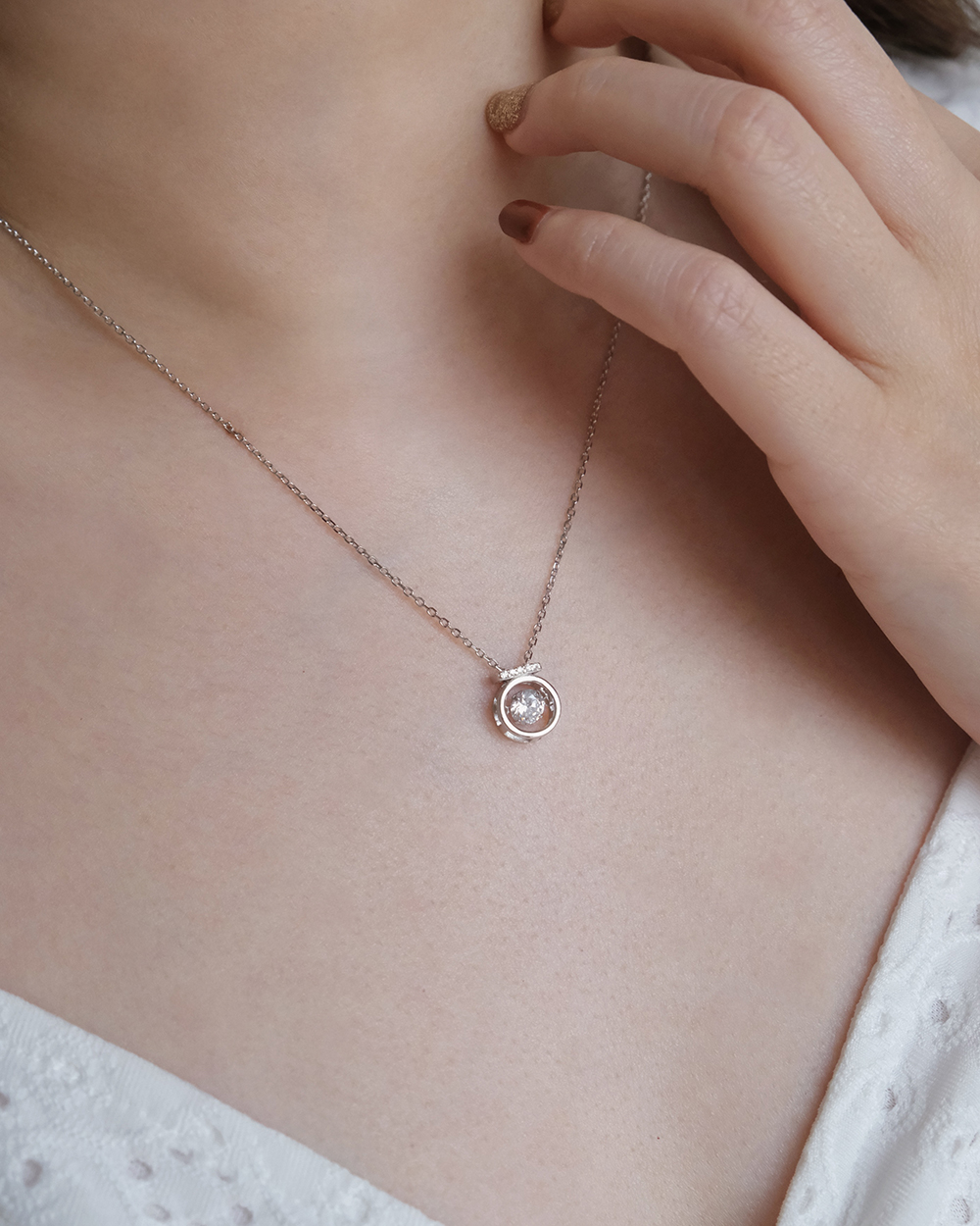 Sparkle Dancing Diamond Necklace (Silver) - Image 5