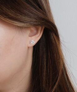 Halo Diamond Stud Earrings (Gold)